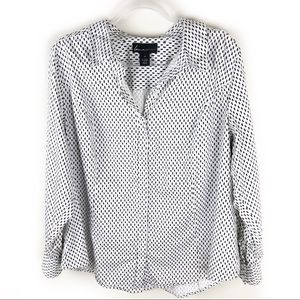 Lane Bryant- Black and white button front blouse